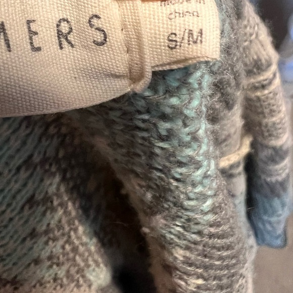 DREAMERS Gray Mint Aztec Southwestern Santa Fe Waterfall Open Cardigan sz Small - Picture 11 of 13